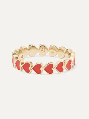 Кольцо Heart Stack из 14-каратного золота и эмали