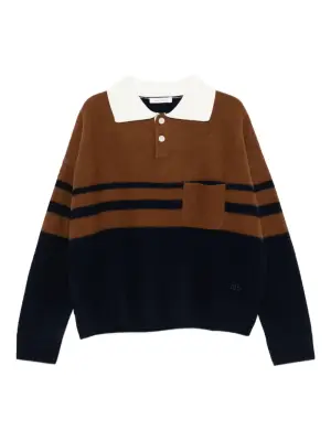 Полосатый свитер с воротником поло