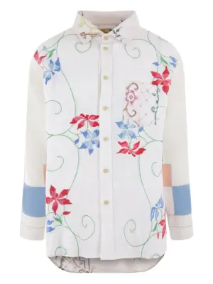 льняная рубашка с цветочной вышивкой