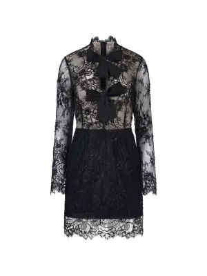 Мини-платье с отделкой из кружевных бантов