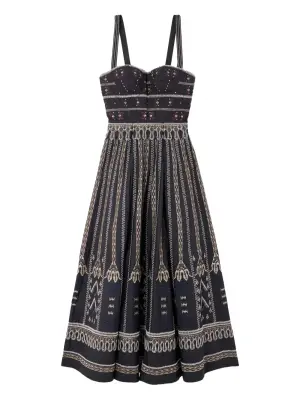 Платье миди с бюстье и вышивкой