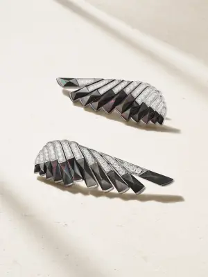 Серьги Wings Rising из белого золота 18 карат с перламутром и бриллиантами