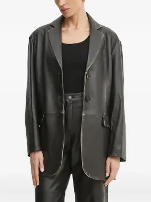 Кожаный однобортный пиджак