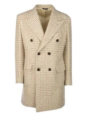 двубортное пальто в клетку