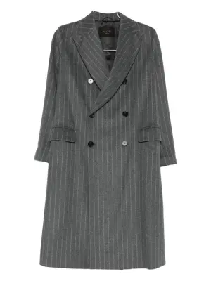 Двубортное пальто в тонкую полоску