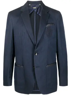 Однобортный пиджак с вышитым логотипом