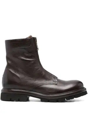 Кожаные ботинки на молнии спереди