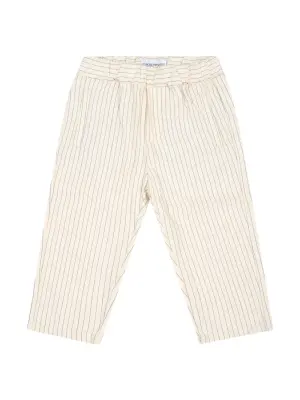 Полосатые брюки из смесового льна