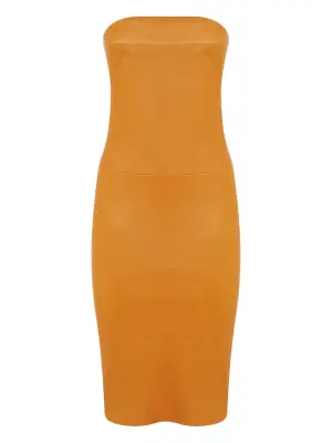 кожаное платье миди Monica 25 без бретелей