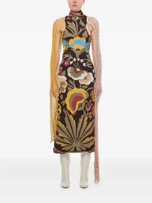 Жаккардовое платье с цветочным узором