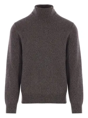 Кашемировый свитер в рубчик с высоким воротником