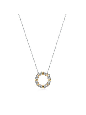 Кулон-круг из платины и желтого золота с бриллиантами