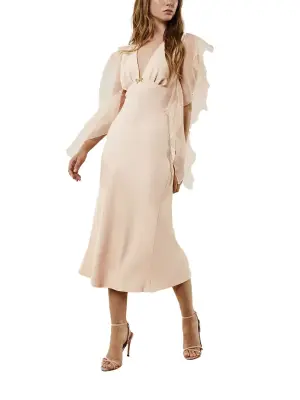 Платье мини с оборками на рукавах