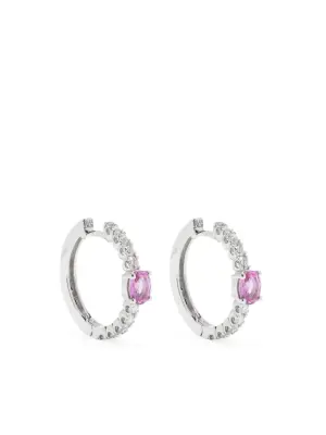 Серьги-кольца из белого золота с сапфирами и бриллиантами