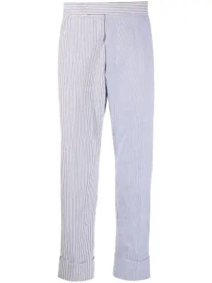 Cropped seersucker trousers