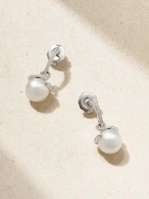 Серьги из белого золота 18 карат с жемчугом и бриллиантами