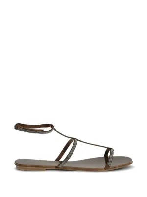 Украшенные балетки-сандалии с ремешком на щиколотке