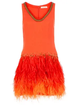 Трикотажное платье с перьями