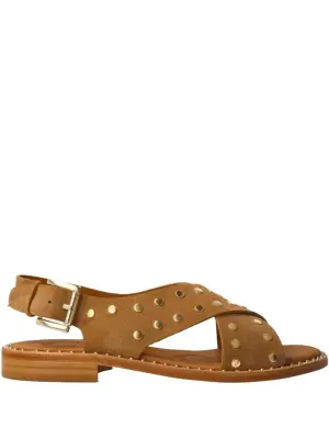 Босоножки без каблука Calce с перекрёстными ремешками и заклёпками