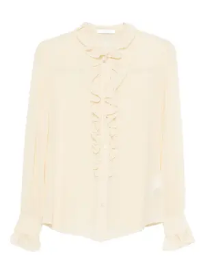 Шелковая блуза с рюшами