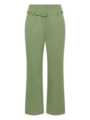 Belted straight trousers
