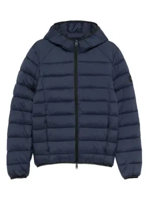 Стеганый пуховик с капюшоном