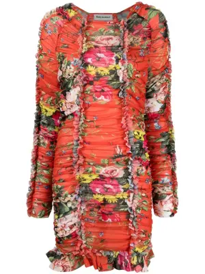 Платье мини с цветочным принтом