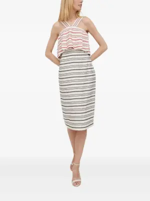 Полосатое платье миди со складками