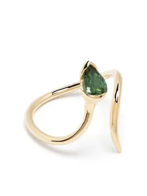 Кольцо Sprout Open из желтого золота с бриллиантами и турмалином