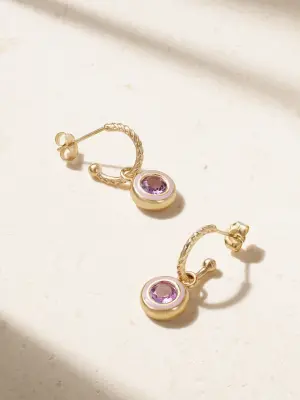Серьги Madison из 14-каратного золота с искусственно выращенным аметистом и эмалью