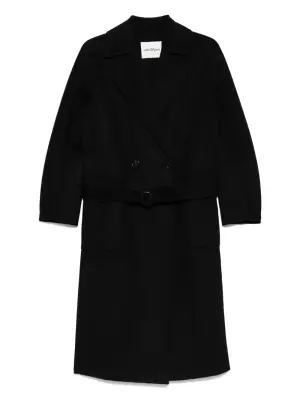 Двубортное пальто с поясом