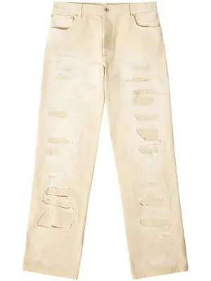 Прямые джинсы с эффектом потертости