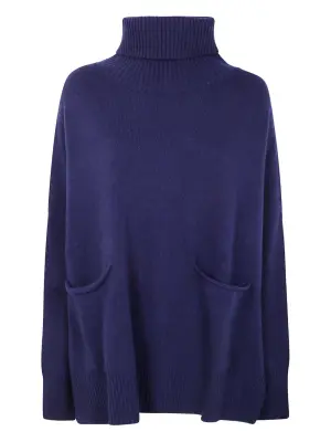 Свитер с воротником-стойкой и двумя карманами