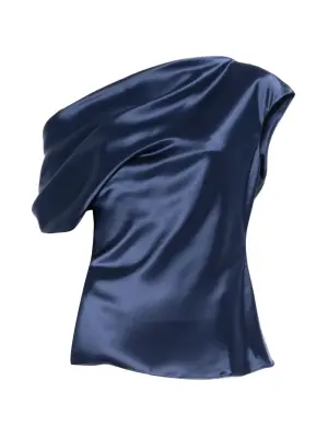 Топ из сатина с драпировкой на плече