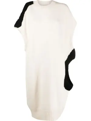 Платье из смеси шерсти и кашемира в стиле колор-блок