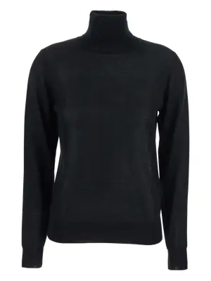 топ из смеси шерсти и шелка с высоким воротником