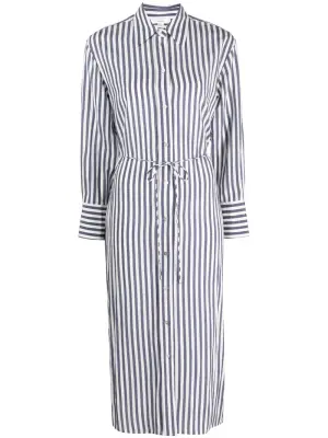 Полосатое платье-рубашка длины миди