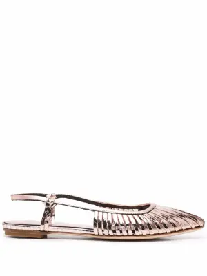 Мюли с ремешком на пятке и эффектом металлик