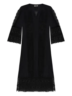 Платье миди с кружевной вставкой