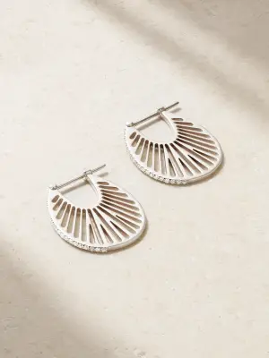 Большие серьги-кольца Flat Ray из белого золота 18 карат с бриллиантами
