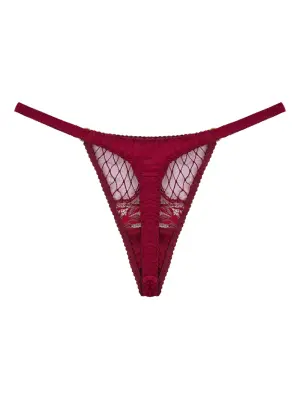 Шелковые трусы-стринги с кружевом