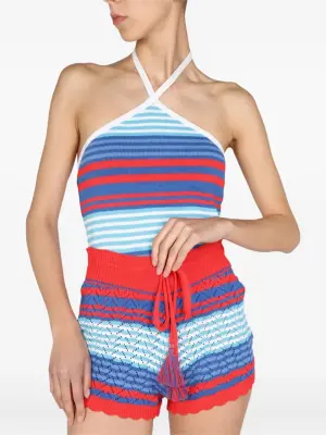 Полосатый топ с вырезом халтер