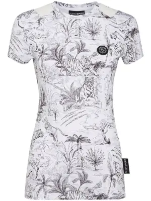 Футболка с графичным принтом и вставками