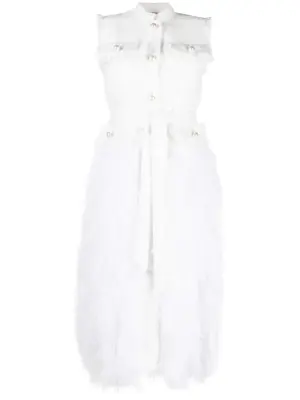 Платье миди с перьями