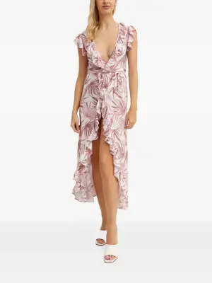 Асимметричное платье с принтом "пальмы" Lizzie