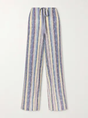 Широкие хлопковые брюки-кюлоты ANNA SUI Serape в полоску из хлопка и трикотажа в рубчик