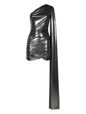 Платье мини на одно плечо с драпировкой