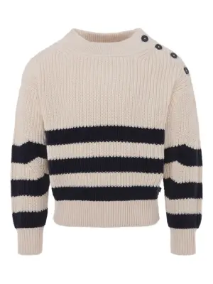 Полосатый свитер с пуговицами