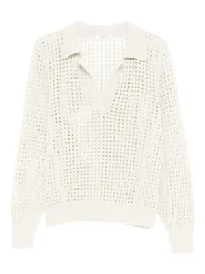 Ажурный свитер с воротником поло