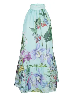 Платье миди без рукавов с цветочным принтом